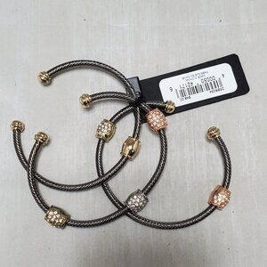Armani Exchange Mixed Metal Cable Cuff Bracelets – Set of 3